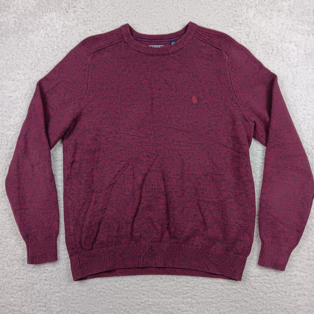 IZOD Sweater Crewneck Men M Burgundy Marled Cotton Blend 4645GS172602